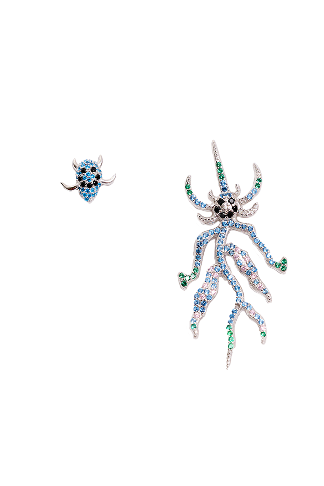 AQUAMARINE SPIKE MONSTER MIX EARRING