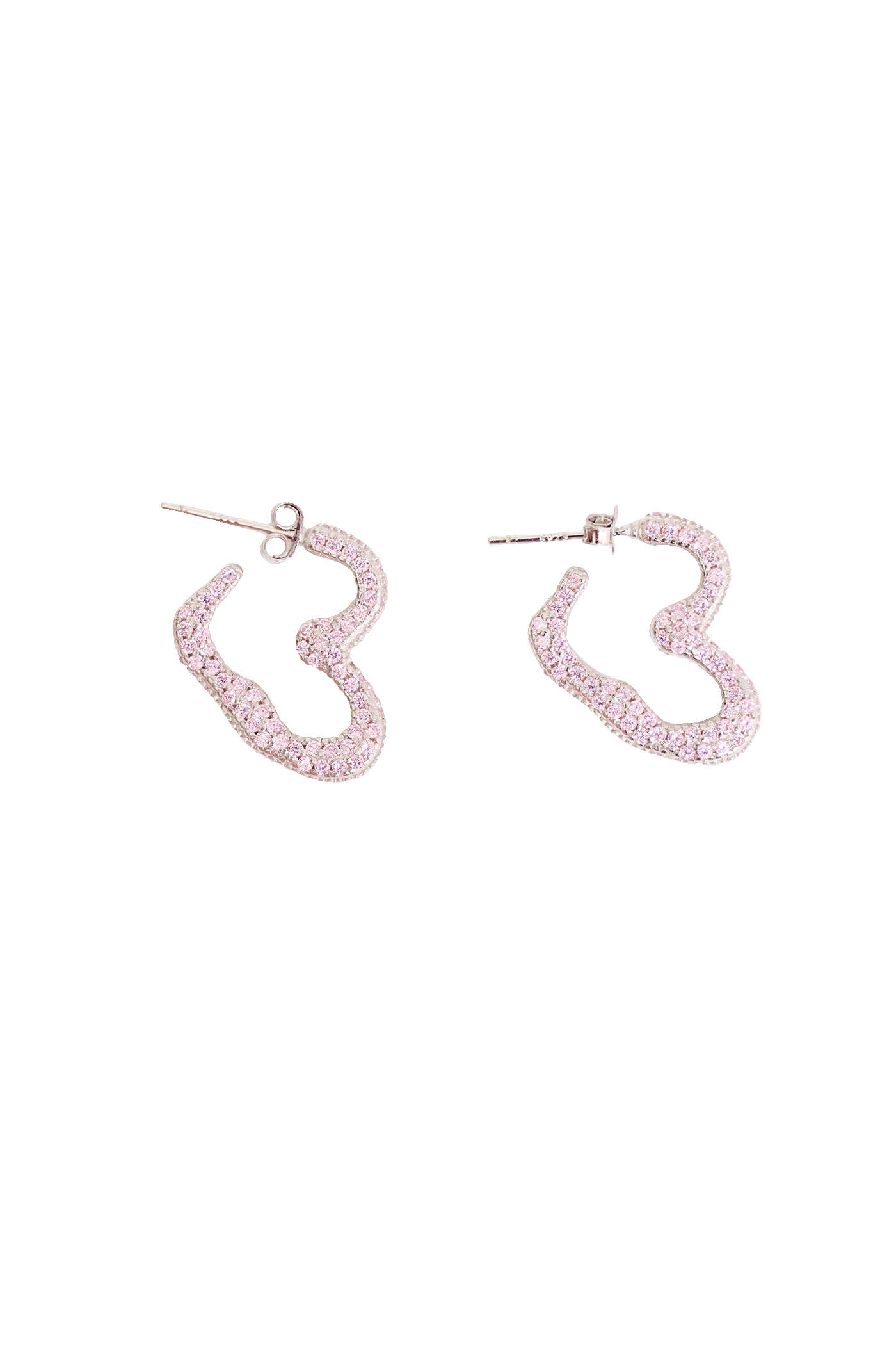 LIGHT PINK RHINESTONE HEART EARRINGS