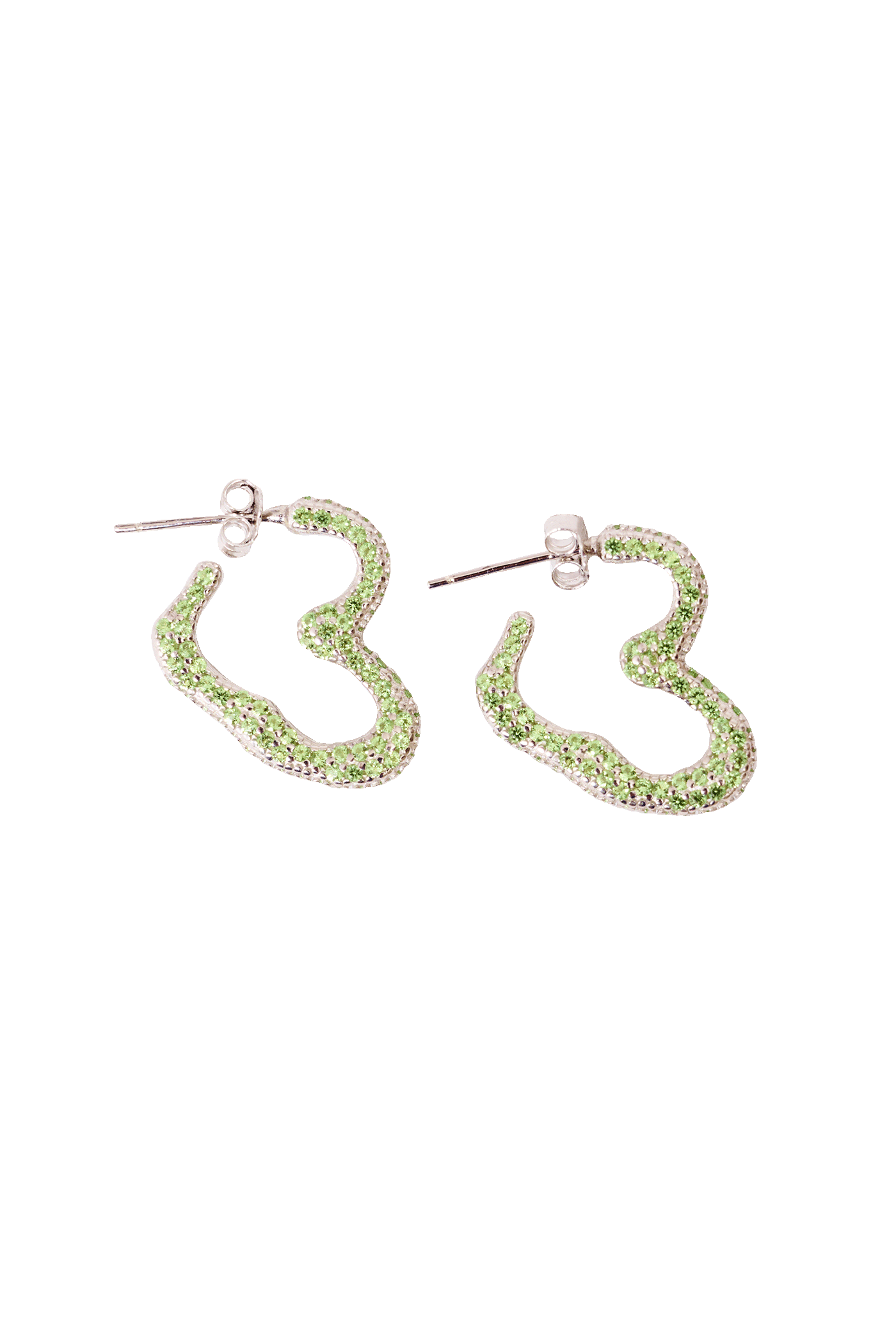 LIME RHINESTONE HEART EARRINGS