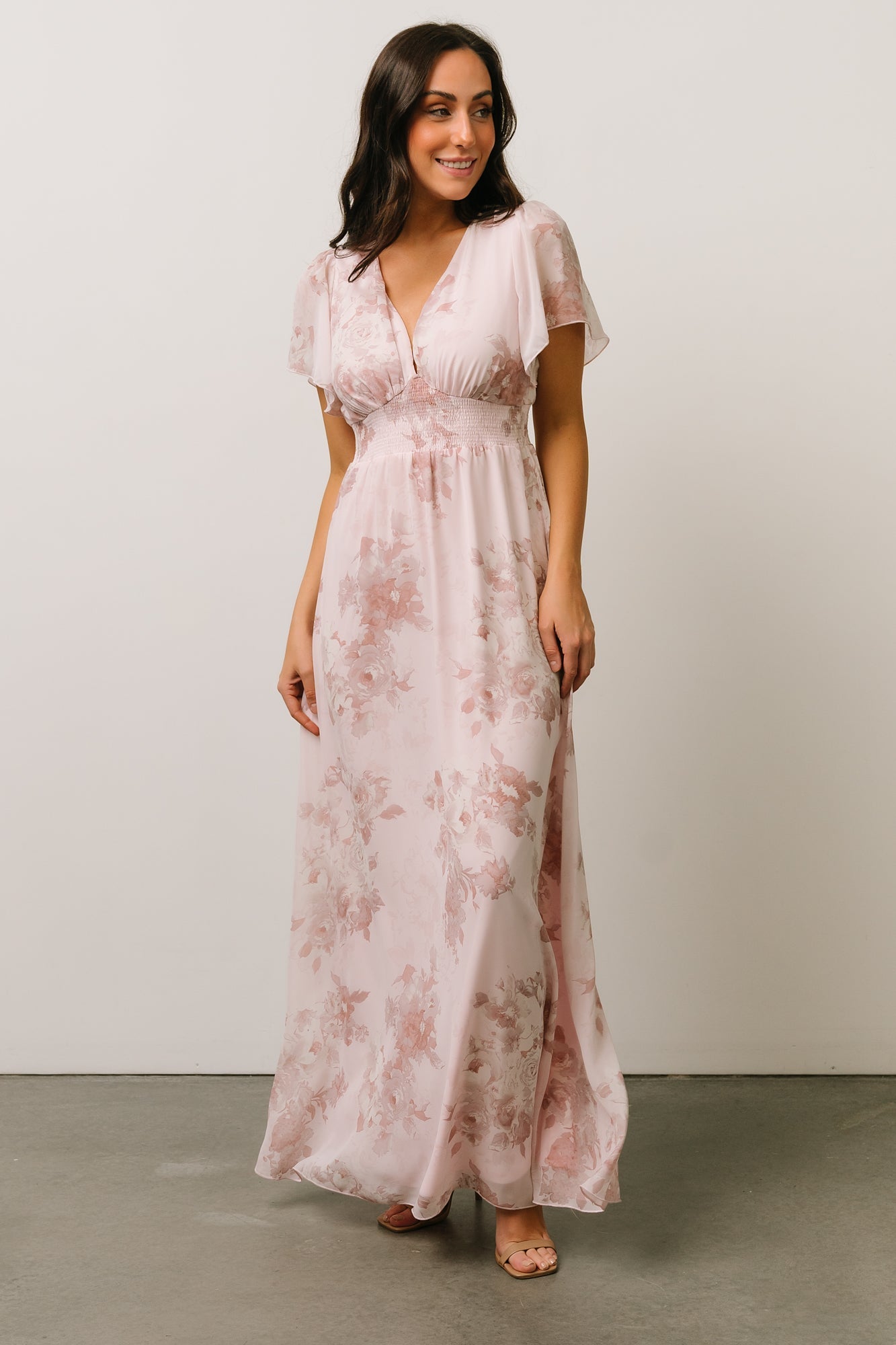 Alexandria Smocked Maxi Dress | Blush Floral - Baltic Born