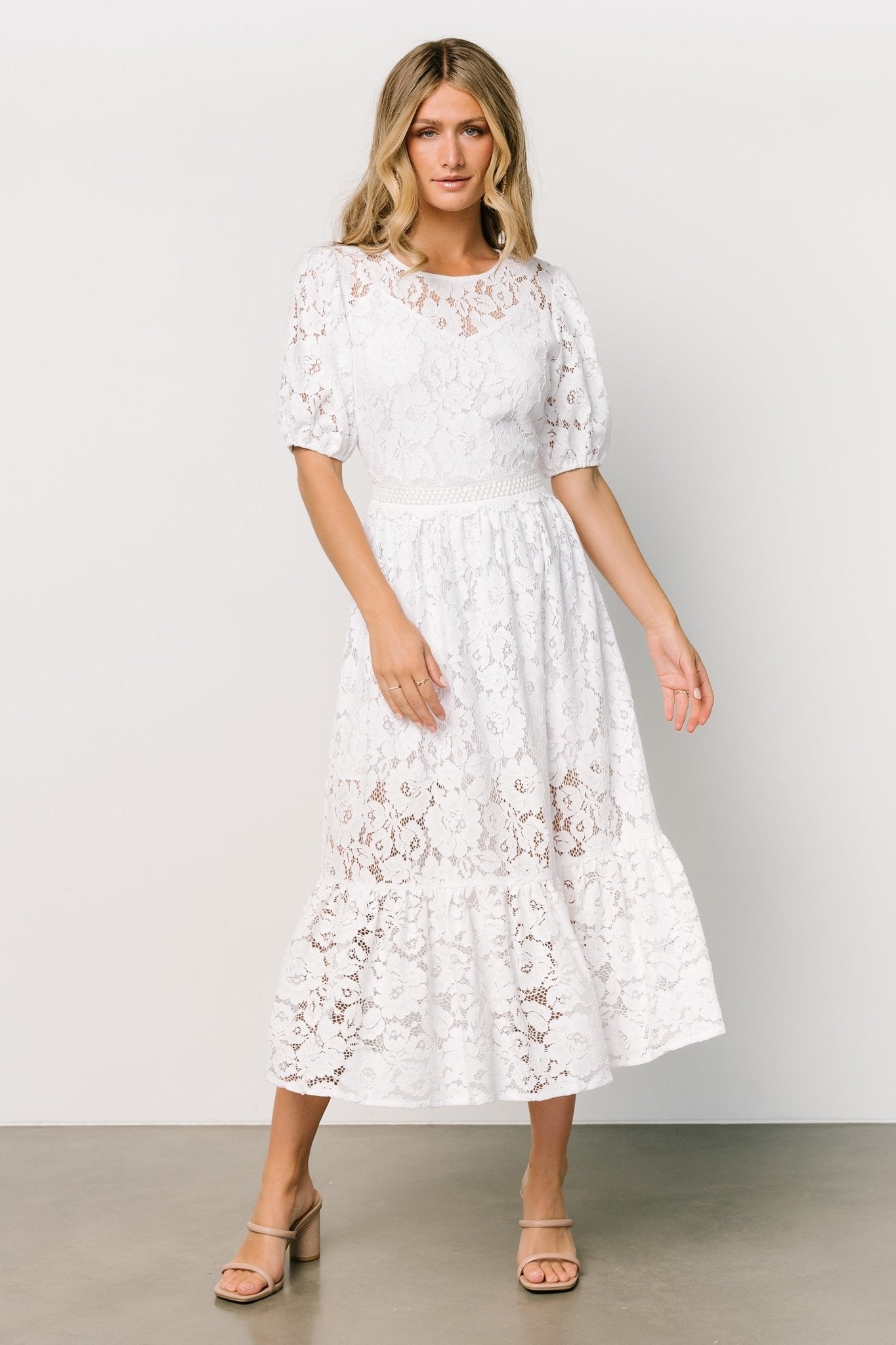 Alyssa Lace Midi Dress | White - Baltic Born