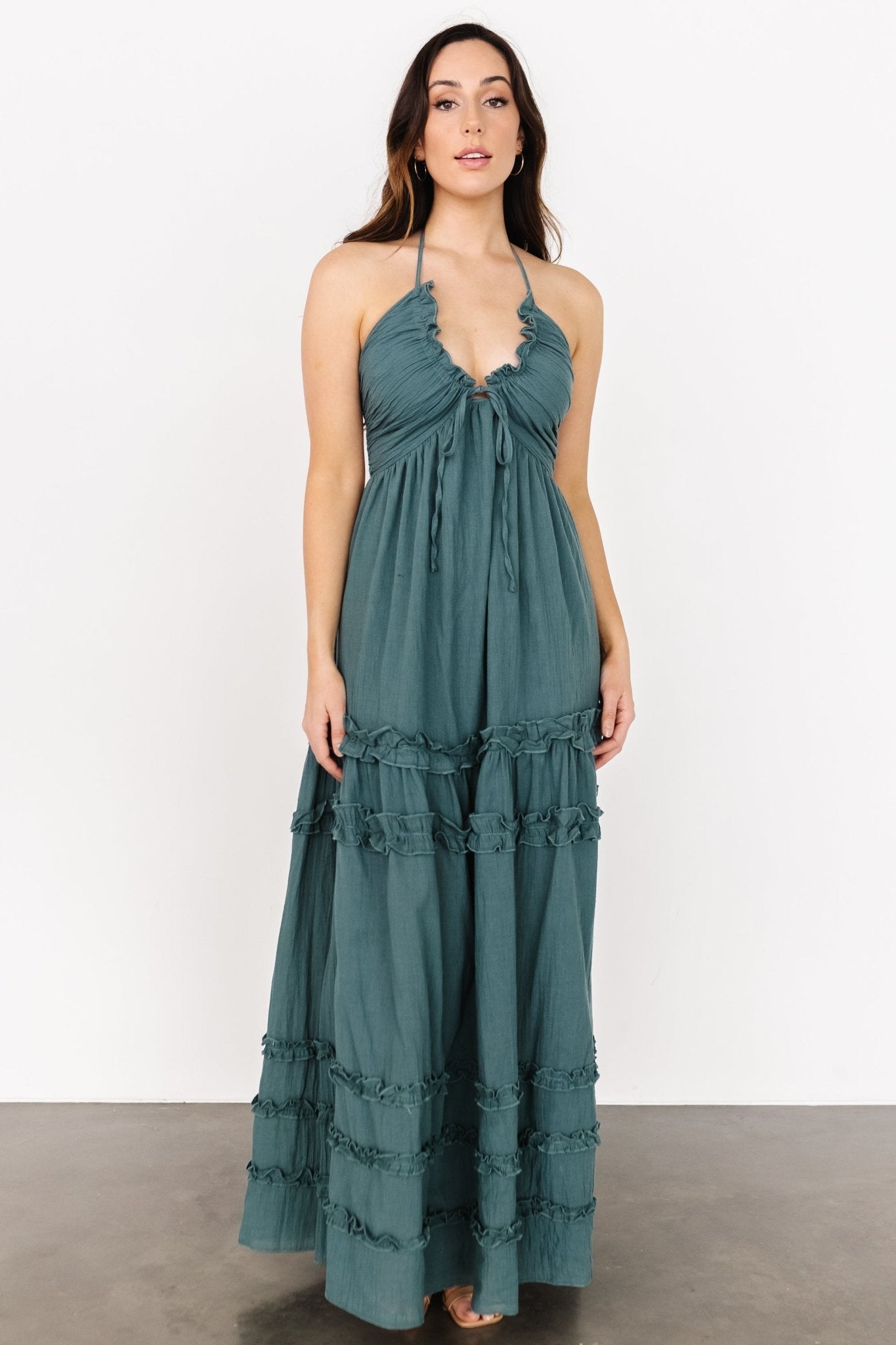 Augusta Halter Neck Maxi Dress | Dusty Jade - Baltic Born
