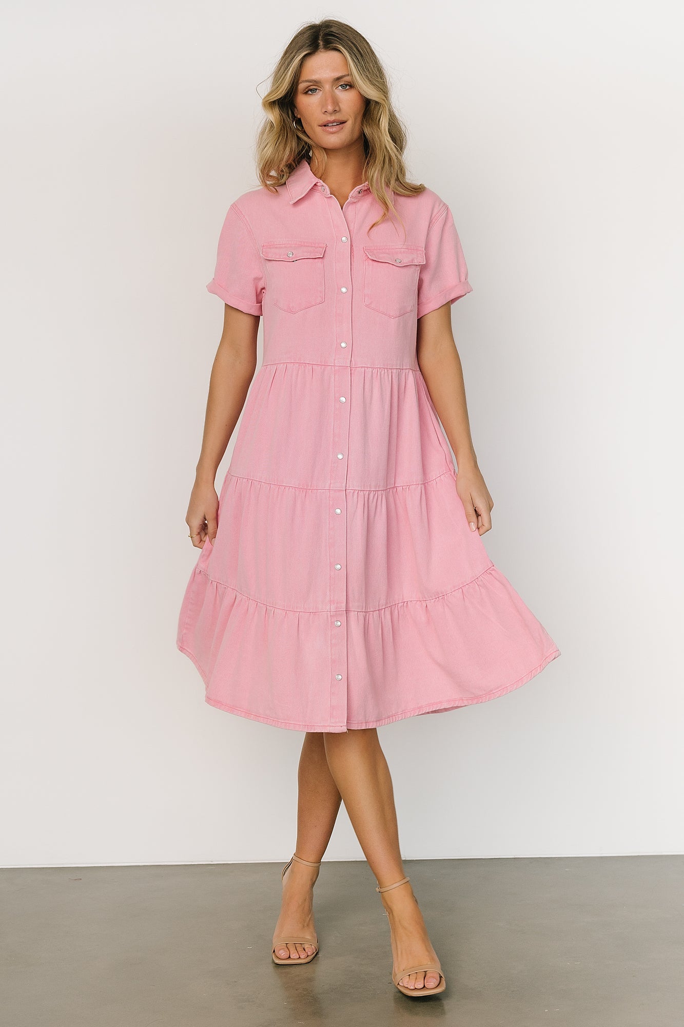 Belmont Denim Midi Dress | Pink - Baltic Born