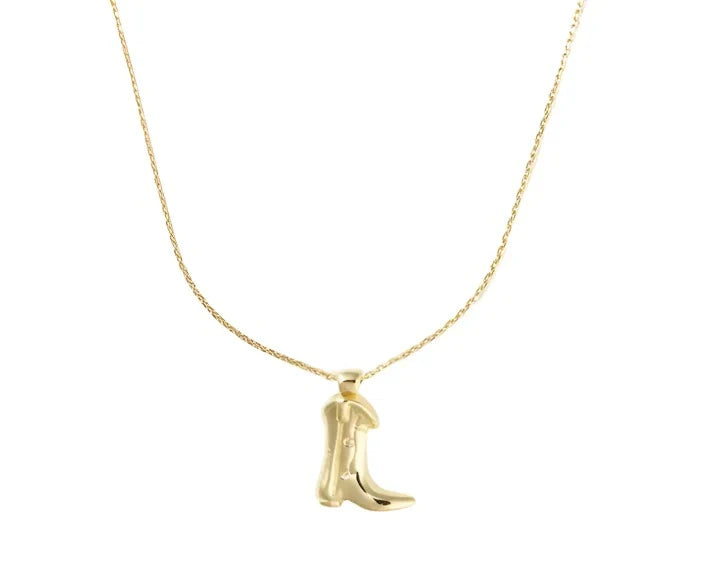 Golden Cowboy Boot Necklace