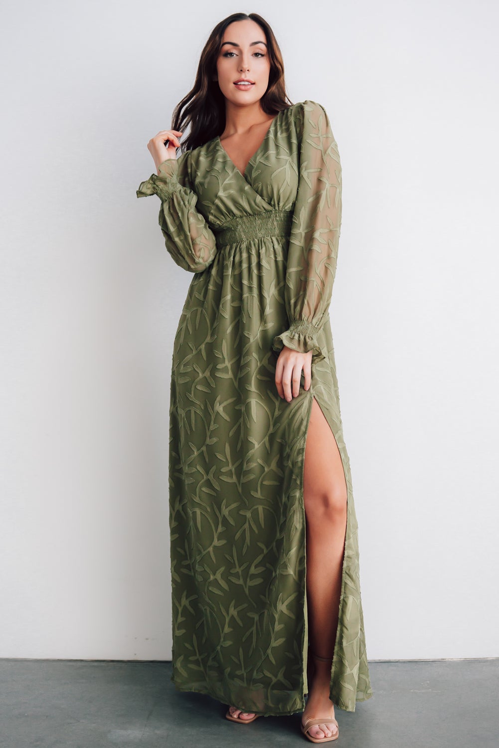 Bridget Textured Maxi Dress | Dusty Olive - Baltic Born