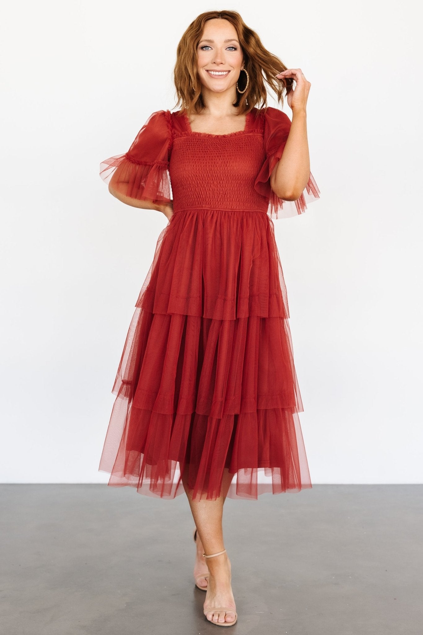 Contessa Tulle Tiered Dress | Terracotta - Baltic Born