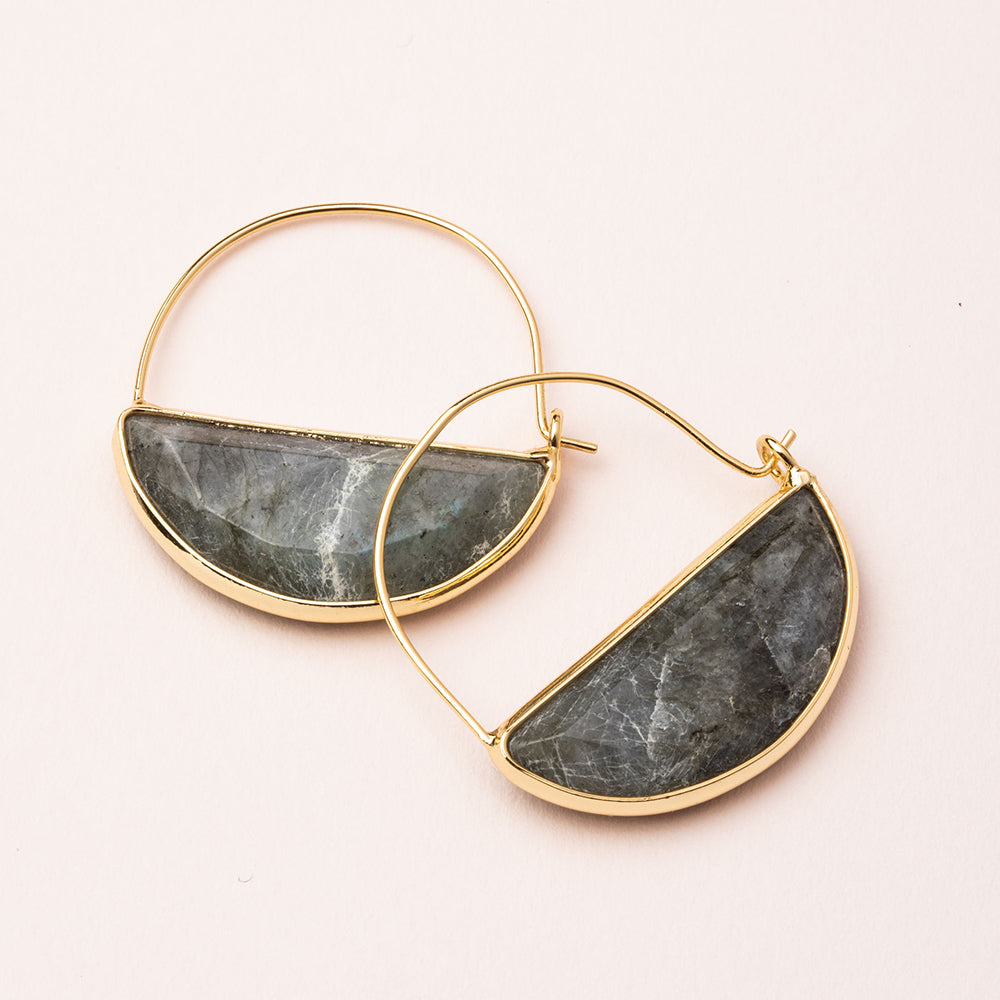 STONE PRISM HOOP EARRING - DARK & GOLD | JEWELRY