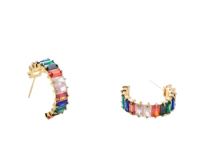 Gold Rainbow Shimmer Hoops