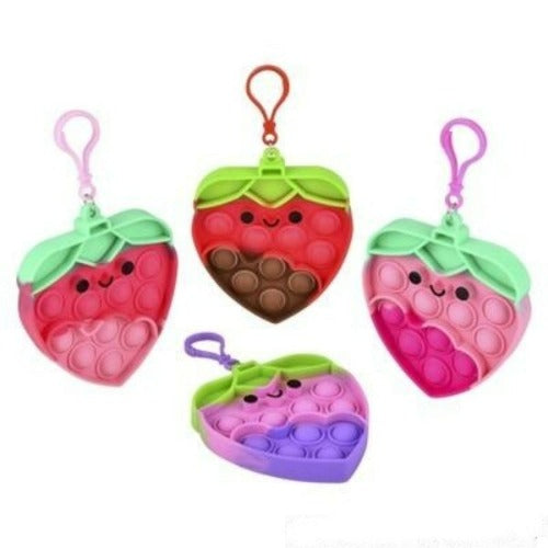 4" Valentines Strawberries Bubble Popper Clip Ons