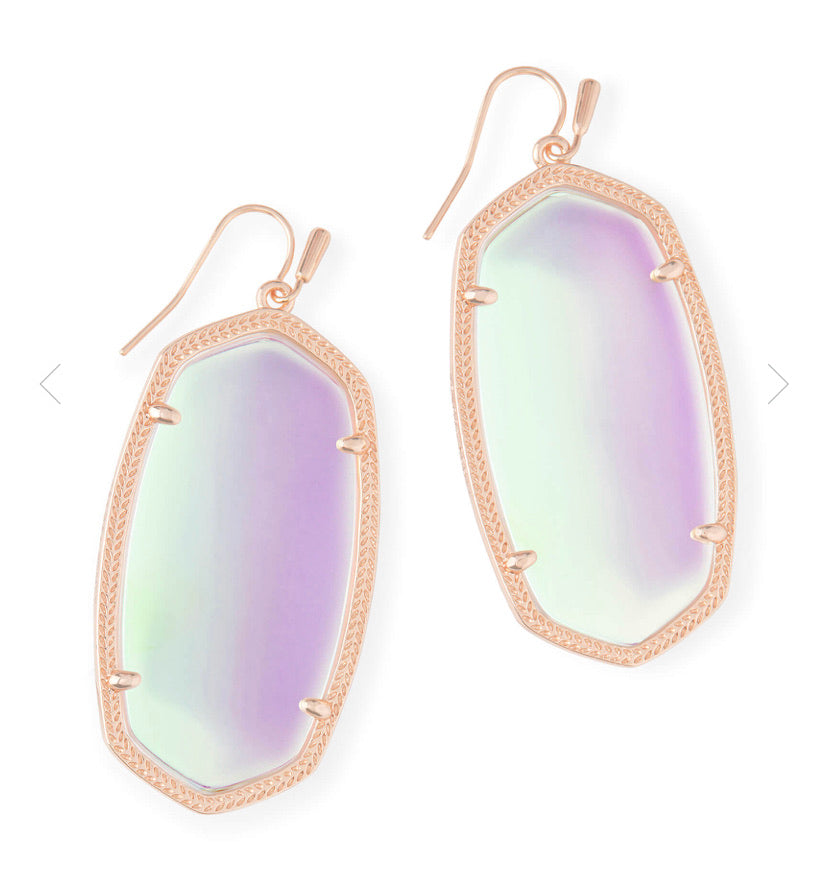 Kendra Scott- Danielle Statement Earrings Rose Gold/Dichroic Glass