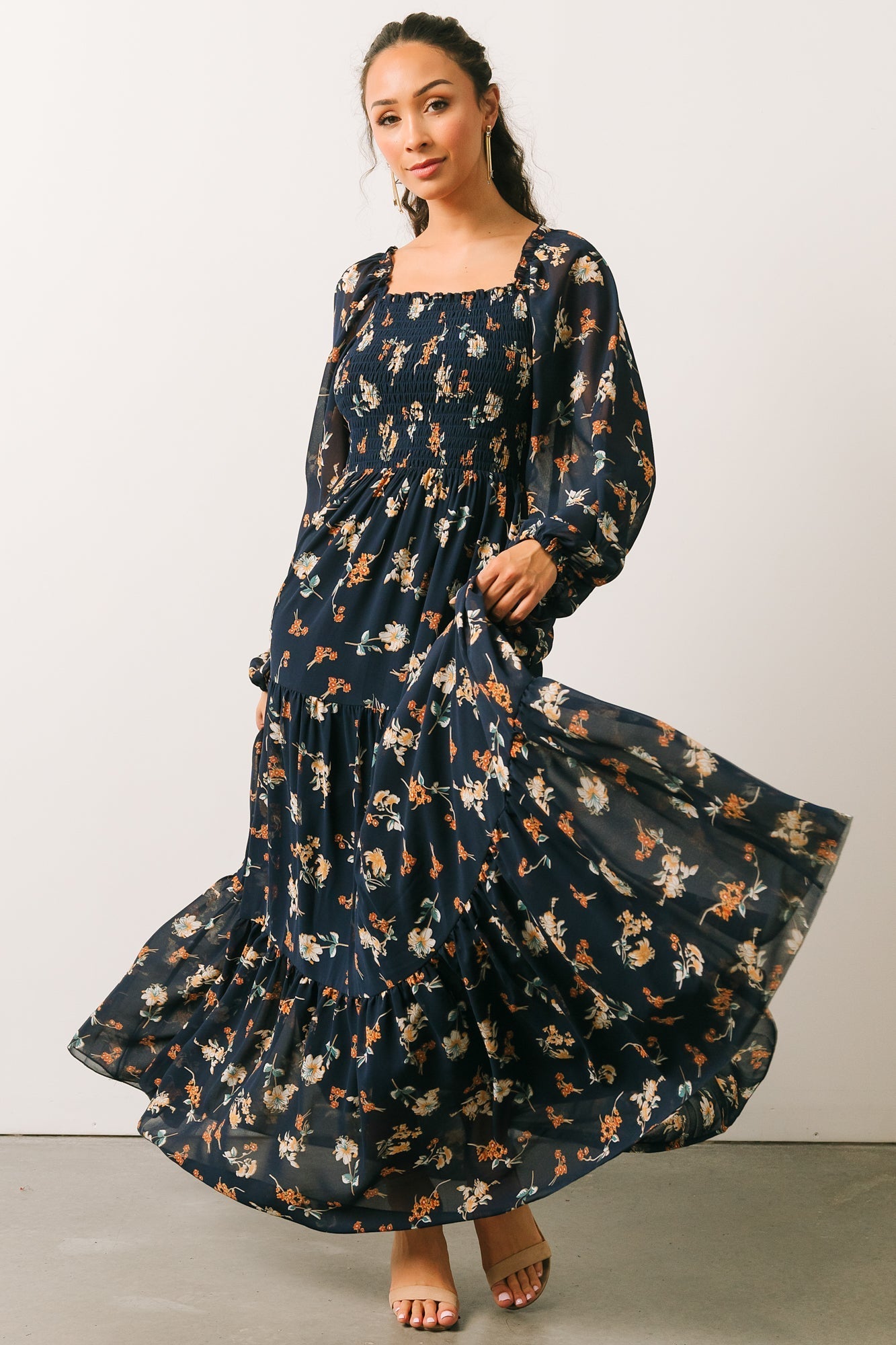 Isabela Smocked Maxi Dress | Navy Multi Floral - Baltic Born