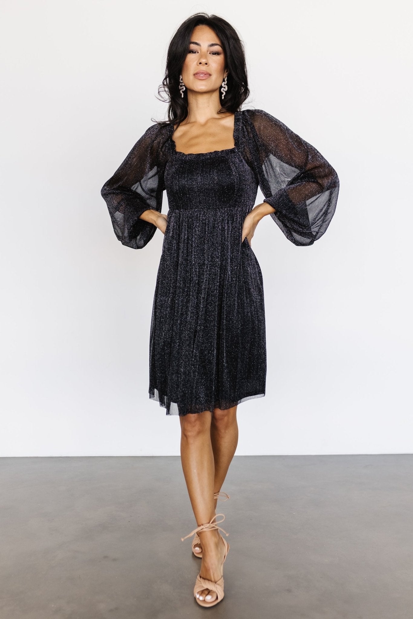Jules Shimmer Short Dress | Black - Baltic Born