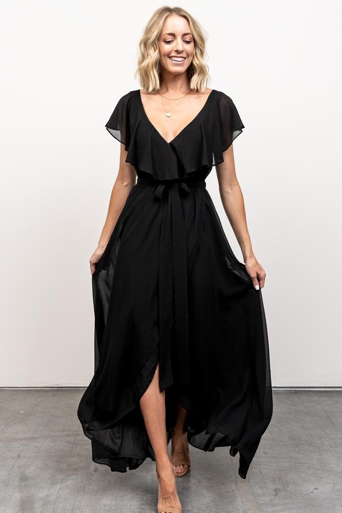 Katya Ruffle Maxi Dress | Black - Baltic Born