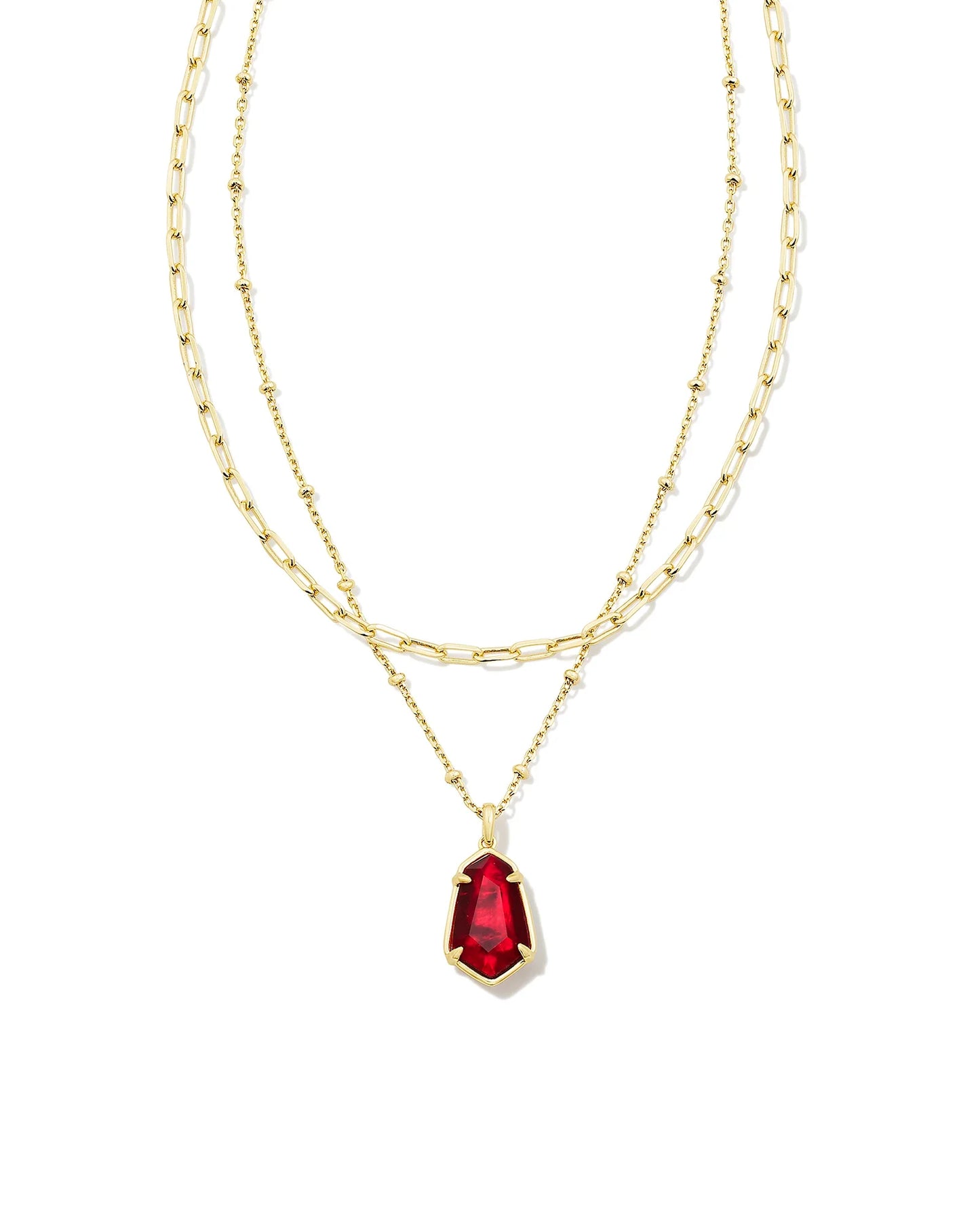 KENDRA SCOTT- Alexandria Gold Multi Strand Necklace in Cranberry Illusion