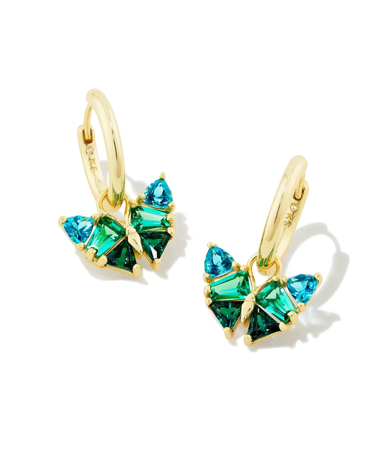KENDRA SCOTT- Blair Gold Butterfly Huggie Earrings in Green Mix
