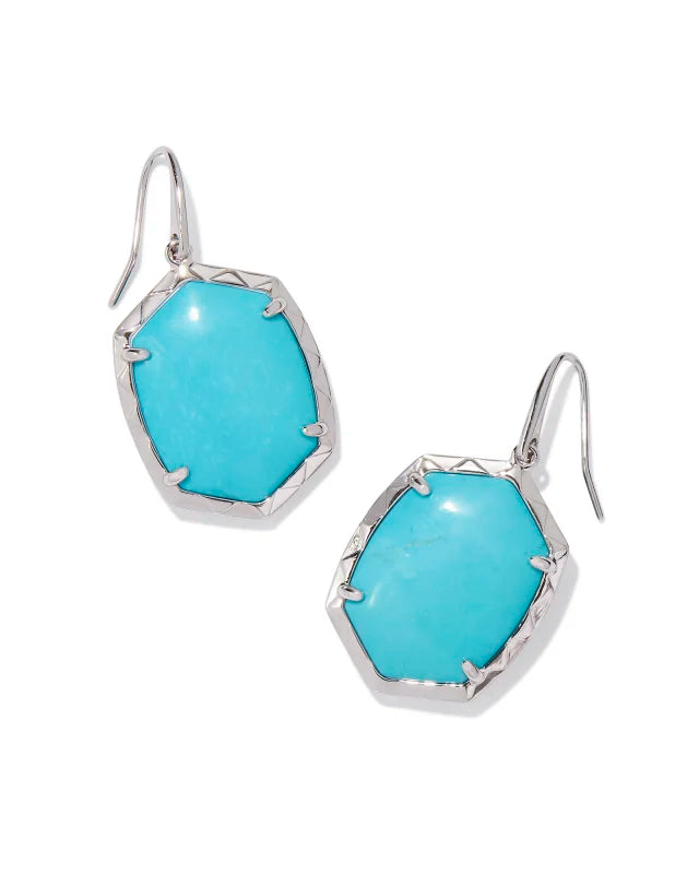 KENDRA SCOTT- Daphne Rhodium Drop Earrings in Variegated Turquoise