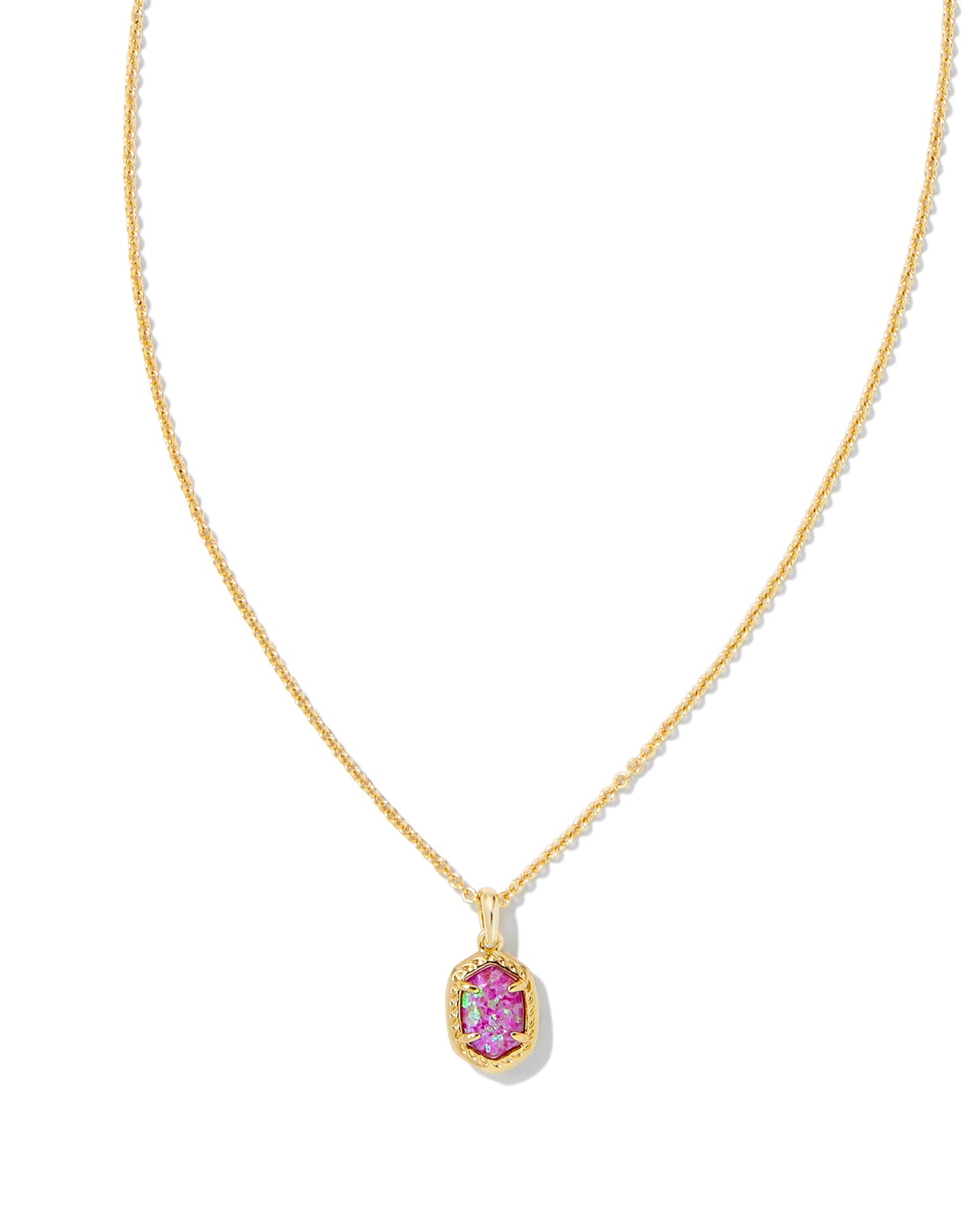 KENDRA SCOTT- Daphne Framed Pendant Necklace Gold Magenta Opal