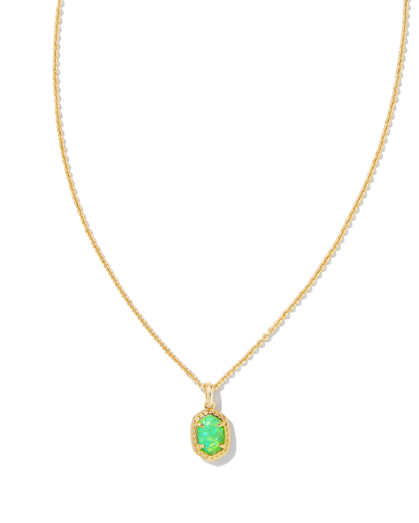 KENDRA SCOTT- Daphne Framed Pendant Necklace Gold Bright Green Opal