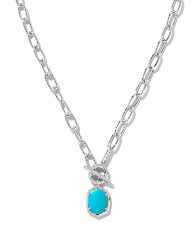 KENDRA SCOTT- Daphne Rhodium Convertible Link Chain Necklace in Variegated Turquoise