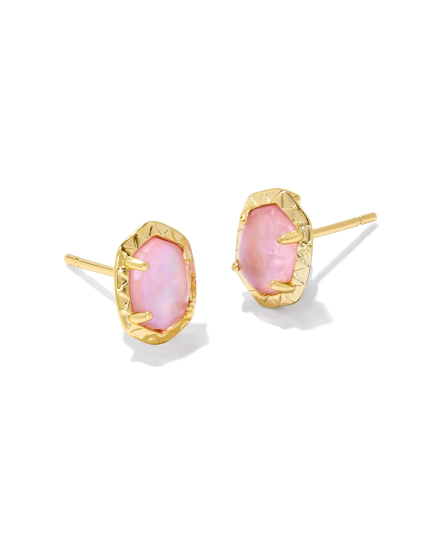 KENDRA SCOTT- Daphne Gold Stud Earrings in Light Pink Iridescent Abalone