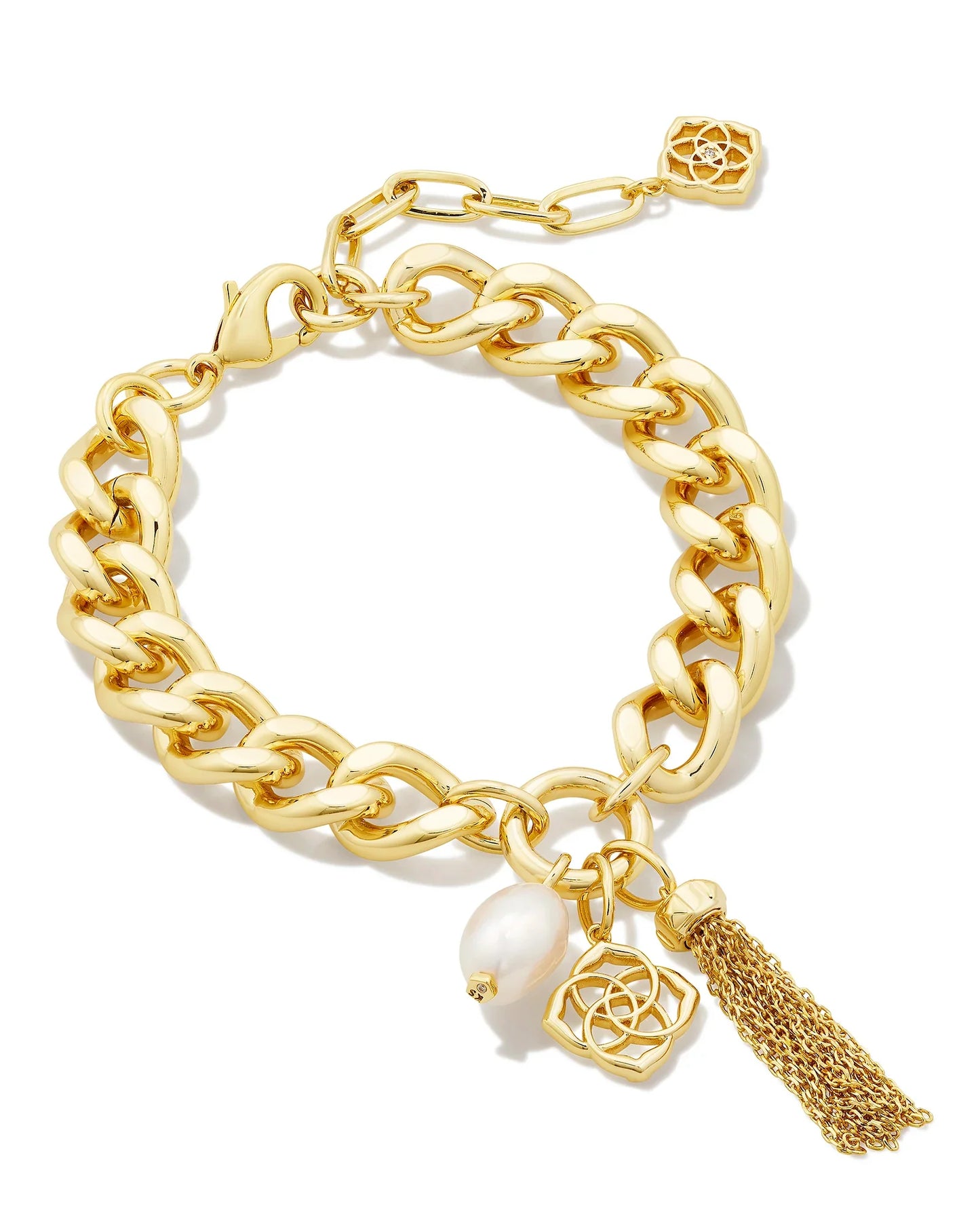 KENDRA SCOTT- Everleigh Gold Chain Bracelet in White Pearl