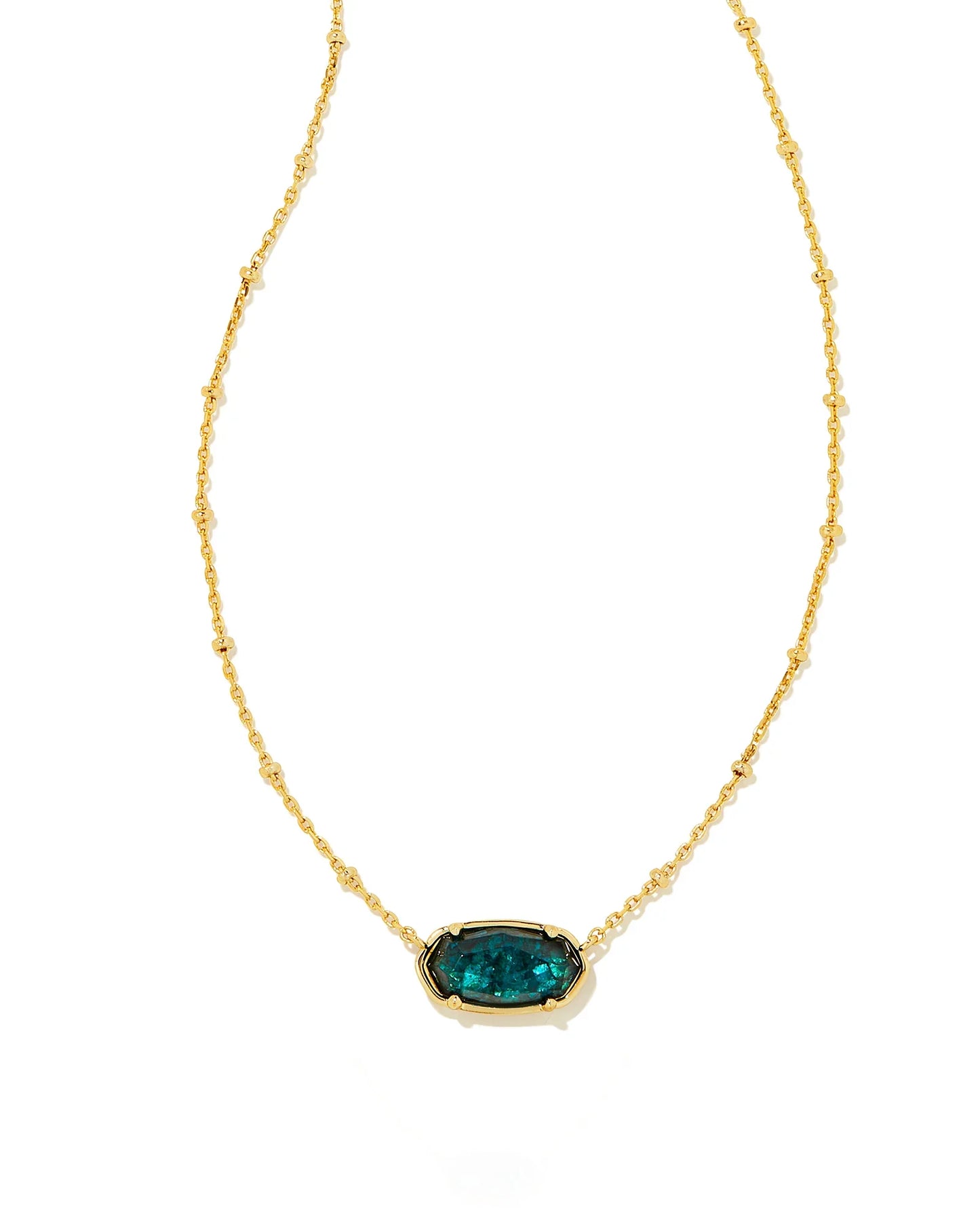 KENDRA SCOTT- Faceted Gold Elisa Short Pendant Necklace in Dark Teal Mica