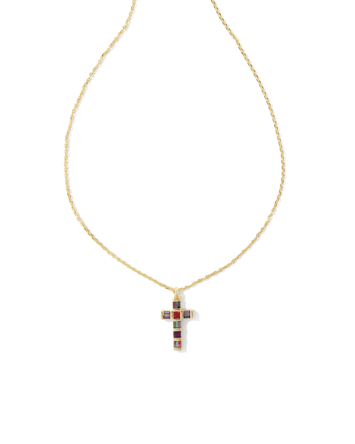 KENDRA SCOTT- Gracie Gold Cross Short Pendant Necklace in Multi Mix