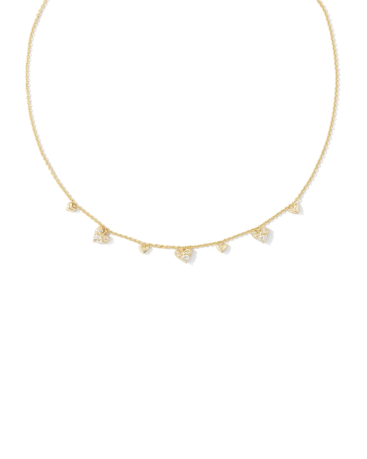 KENDRA SCOTT- Haven Gold Heart Choker Necklace in White Crystal