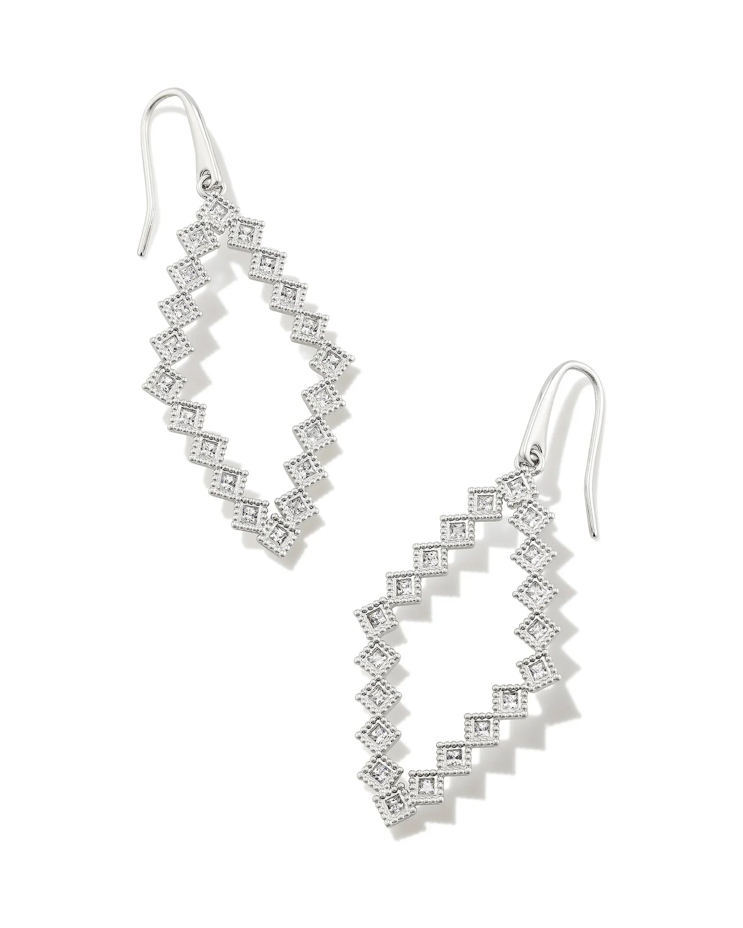 KENDRA SCOTT- Kinsley Silver Open Frame Earrings in White CZ