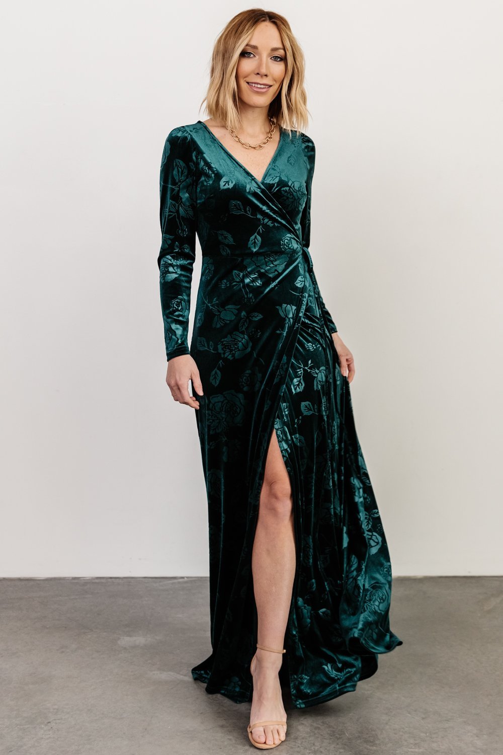 Matthews Embossed Velvet Maxi Dress | Jade - Baltic Born
