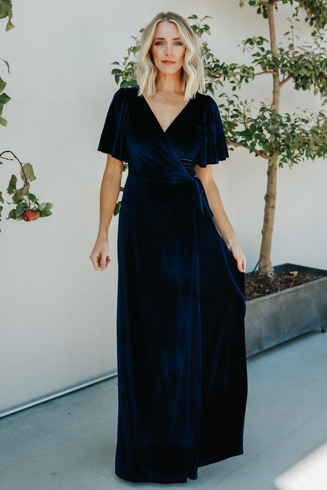 Meghan Velvet Wrap Maxi | Navy - Baltic Born