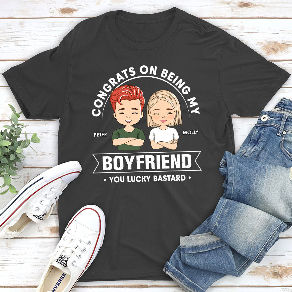 Lucky To Be My Husband - Personalized Custom Unisex T-shirt