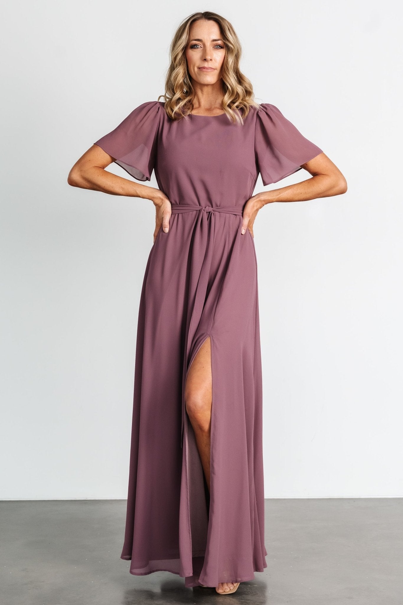 Naomi Short Sleeve Maxi Dress | Vintage Plum - Baltic Born