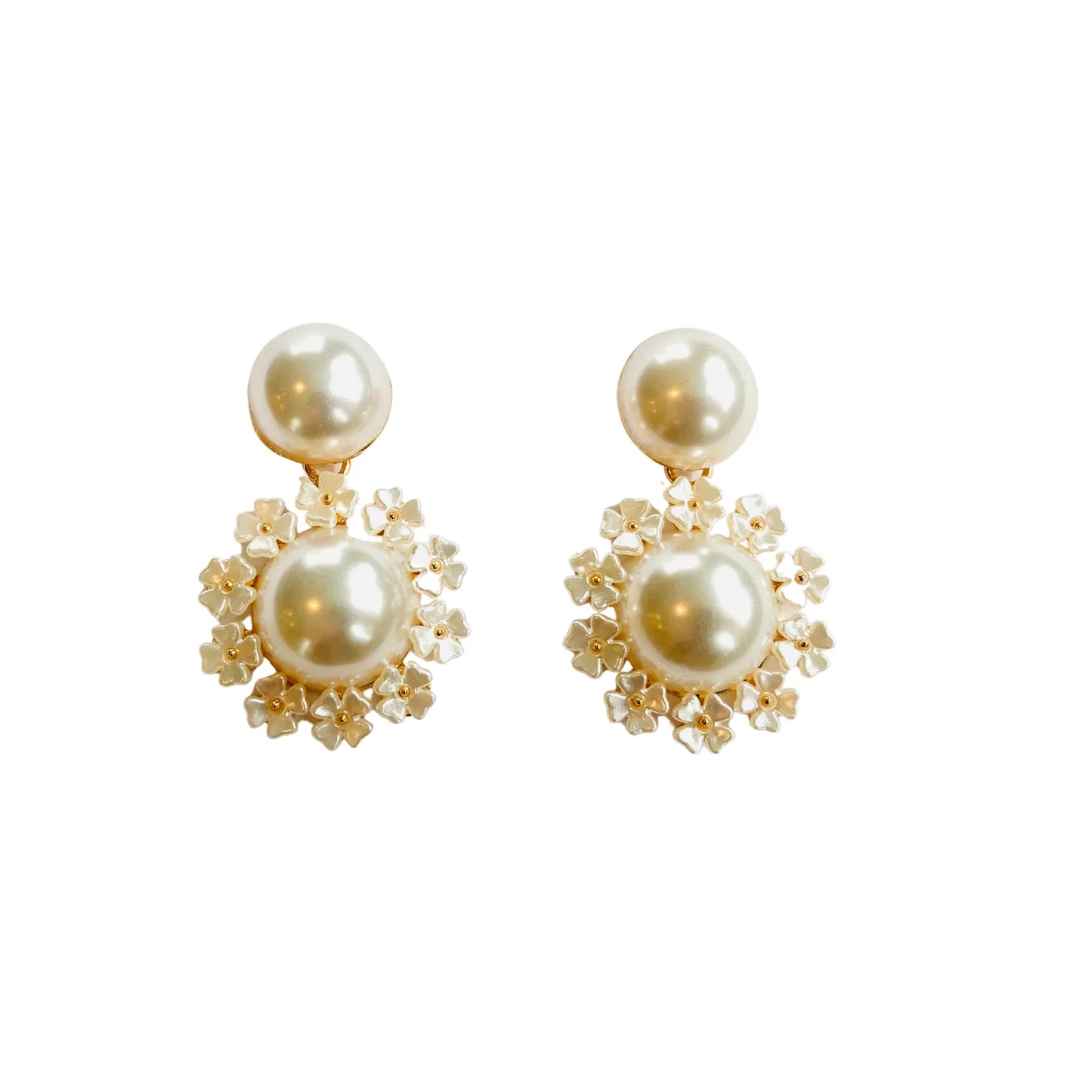 Pearl Drop Circle Earrings
