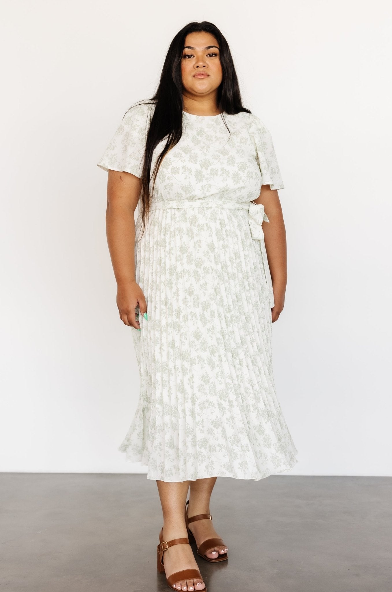 Prim Pleated Dress | Vintage Olive Print - Baltic Born