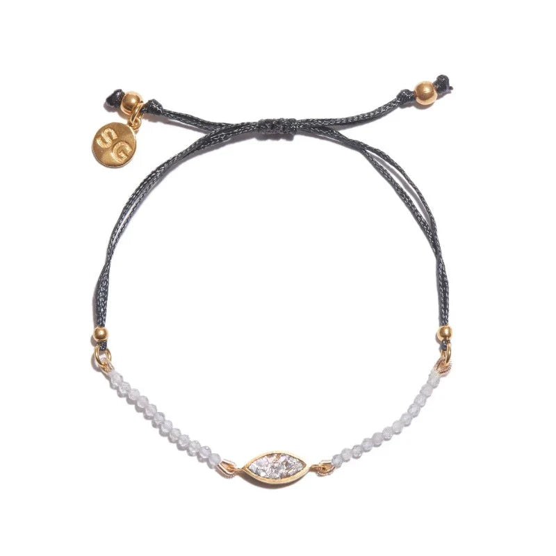 Shana Gulati "Salma" Resin, White Labradorite, and Gold Bracelet