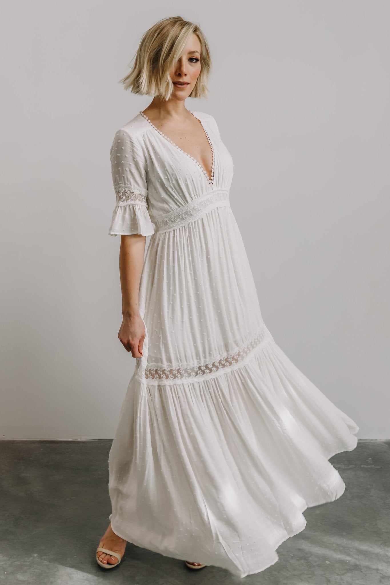 Rayne Deep V Maxi Dress | White - Baltic Born