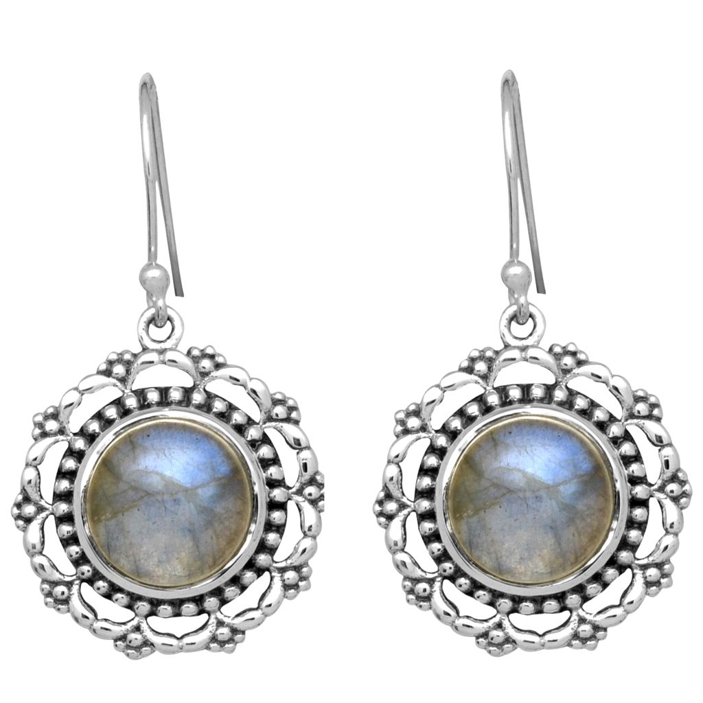 Round Rainbow Labradorite Earrings