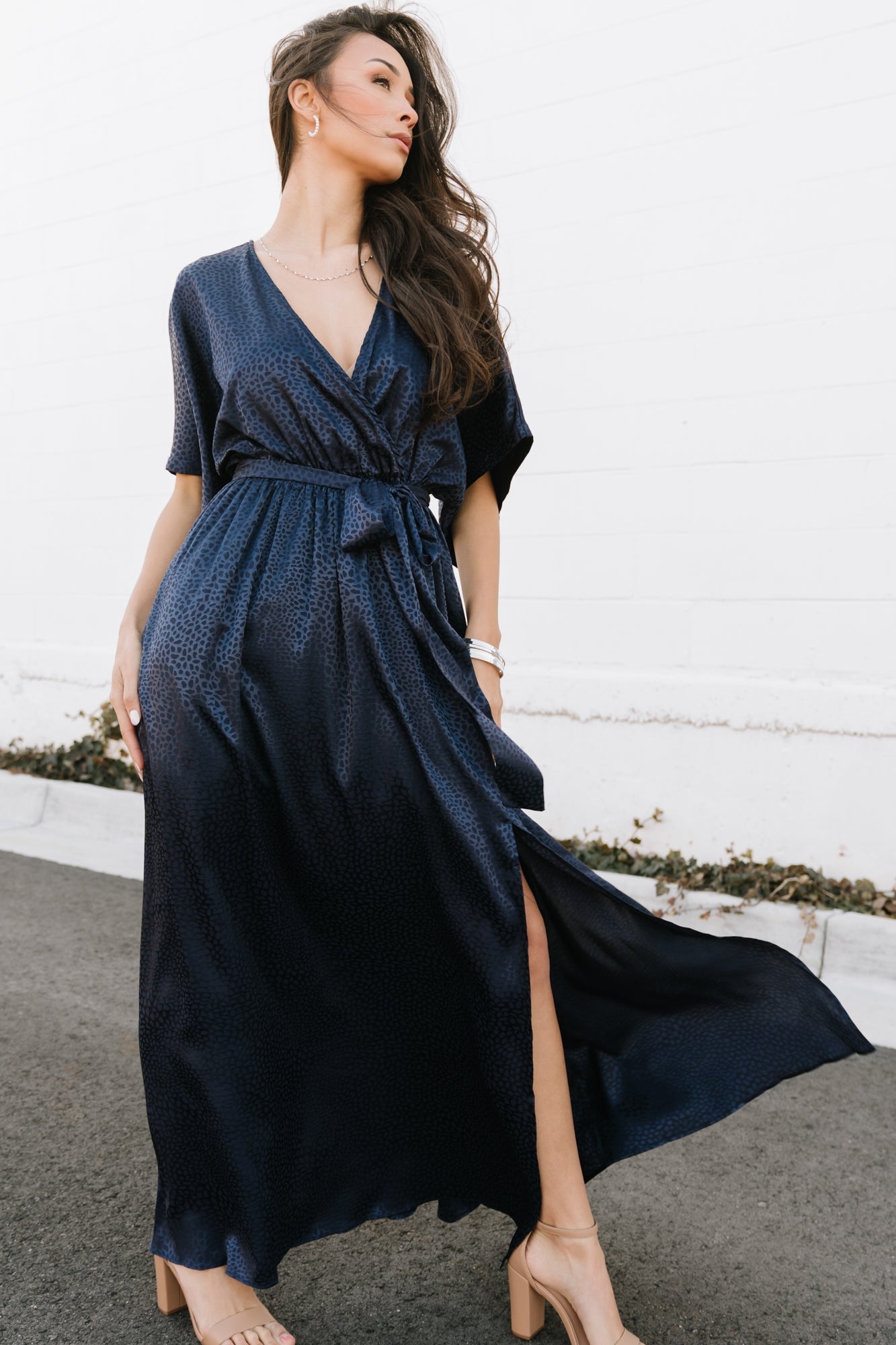 Savannah Print Kimono Maxi | Navy - Baltic Born