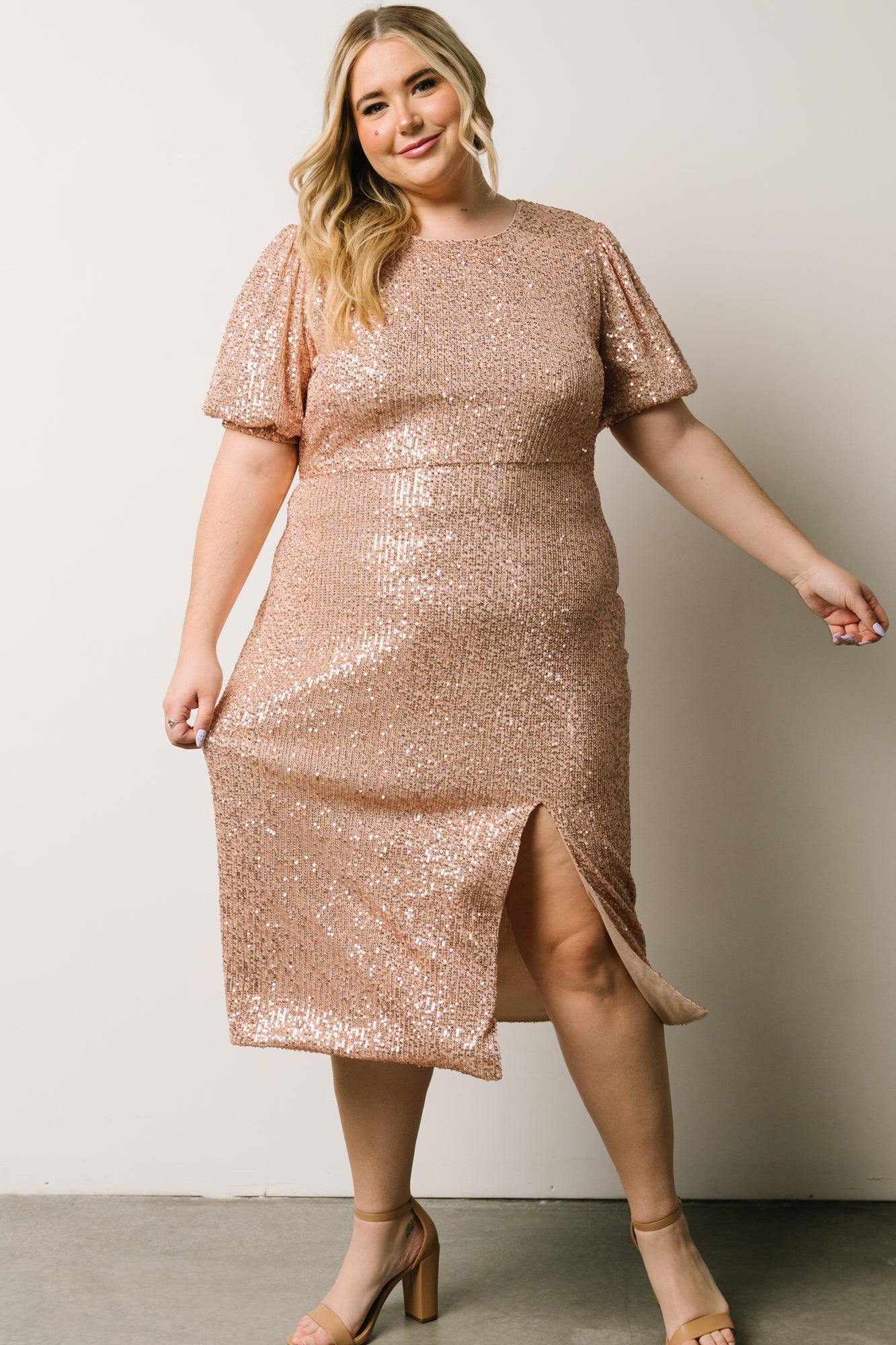Socorro Sequin Midi Dress | Champagne - Baltic Born