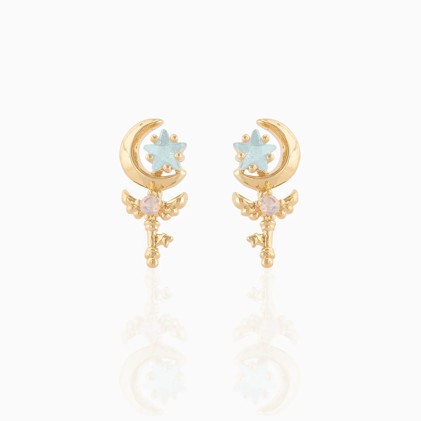 Sailor Moon Moon Rod Blue Crystal Stud Earrings