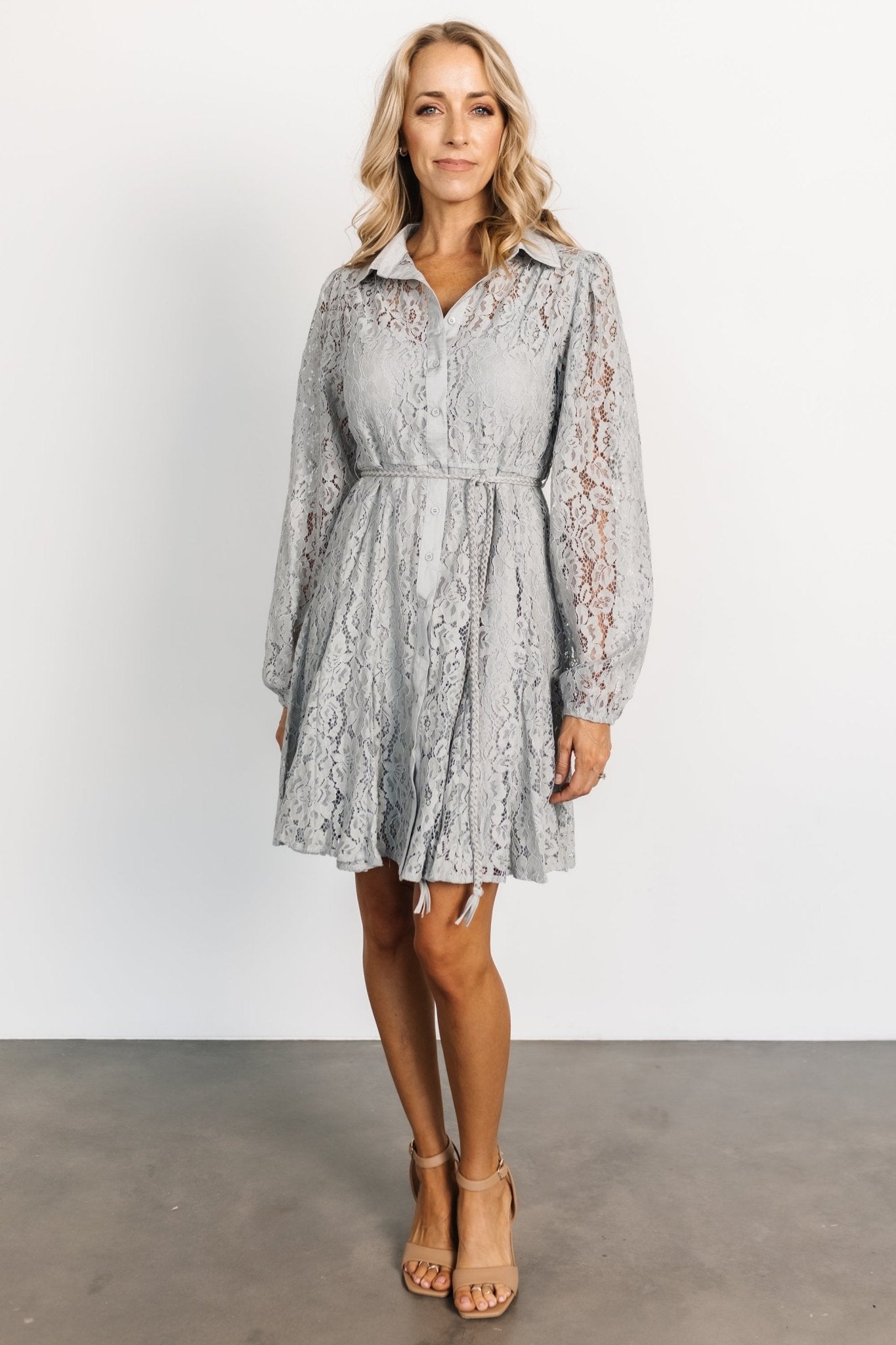 Stefan Lace Short Dress | Dove Gray - Baltic Born