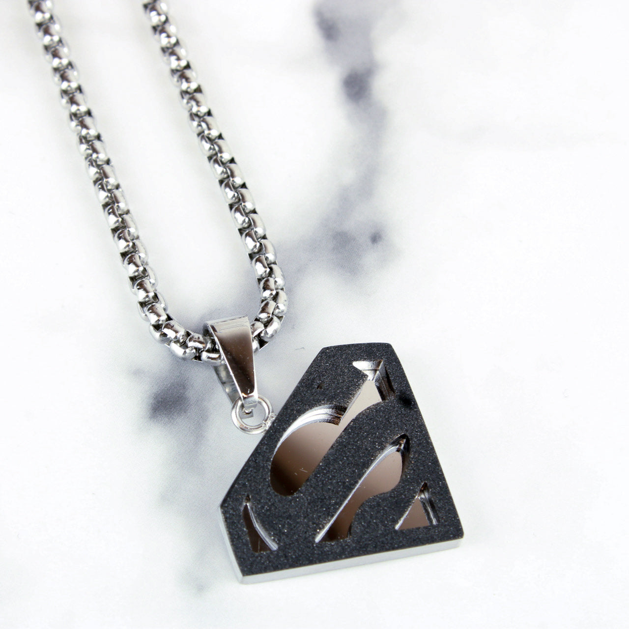Superman Black Mirrored Steel Unisex Pendant
