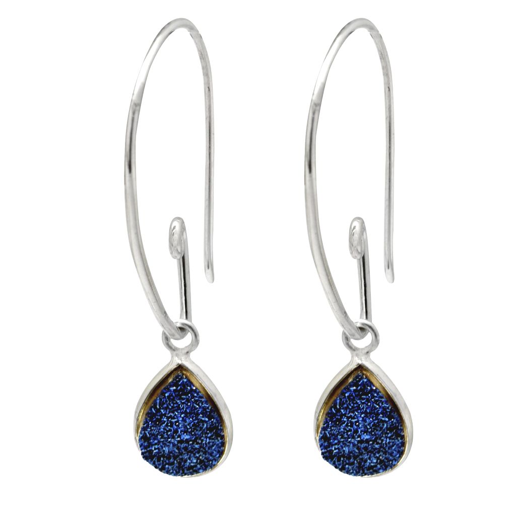 Teardrop Earrings - Titanium Druzy