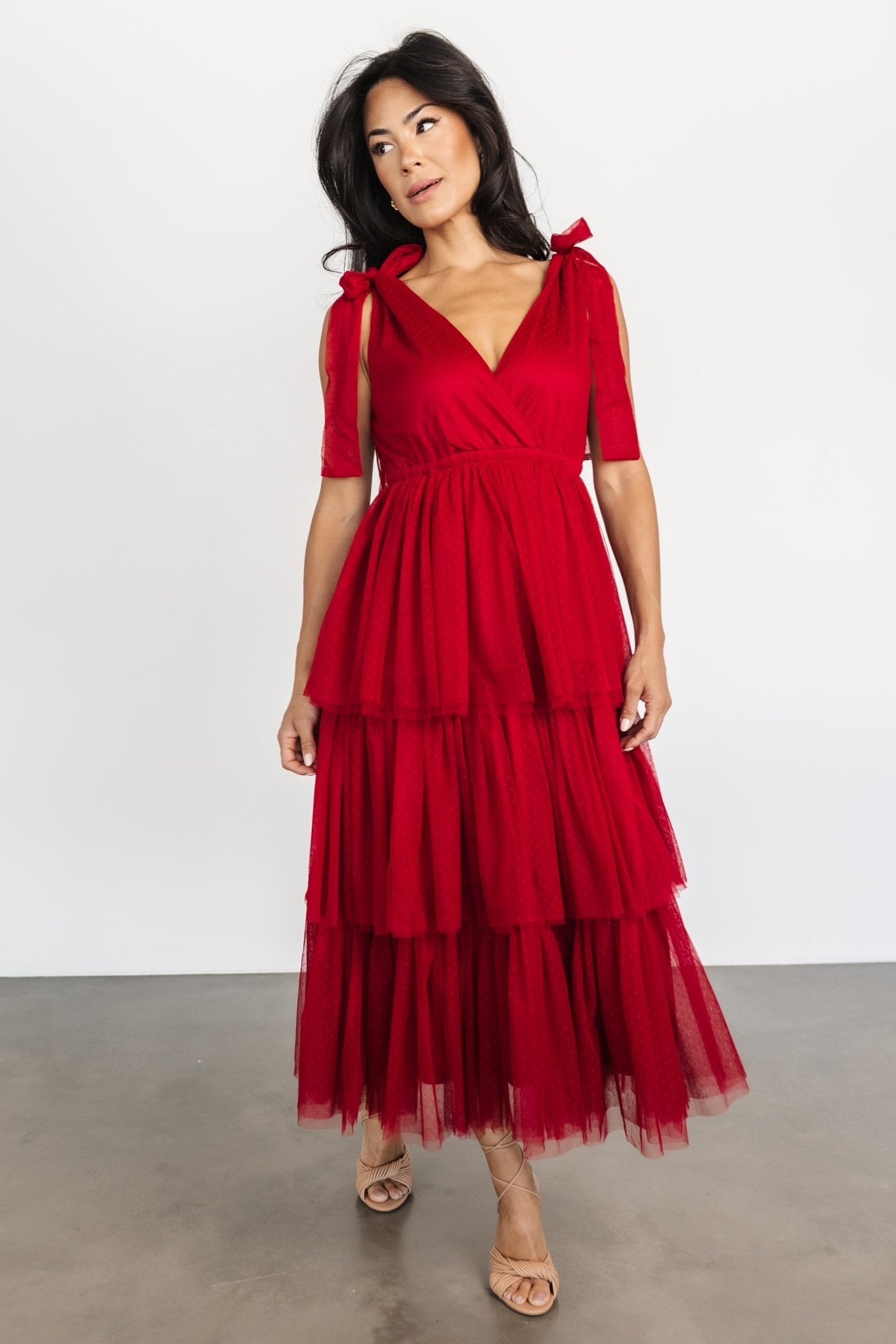 Tessa Tiered Tulle Tank Dress | Merlot - Baltic Born