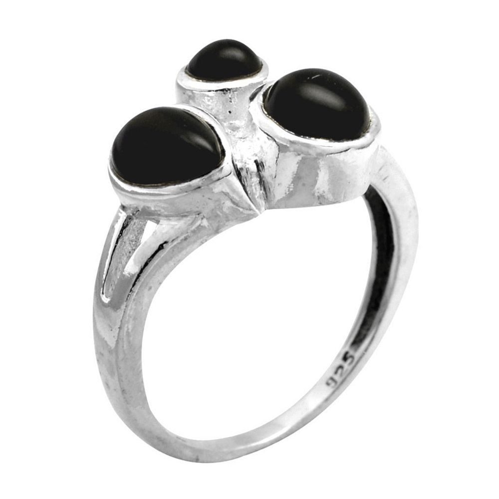 Tri-Stone Black Onyx Ring