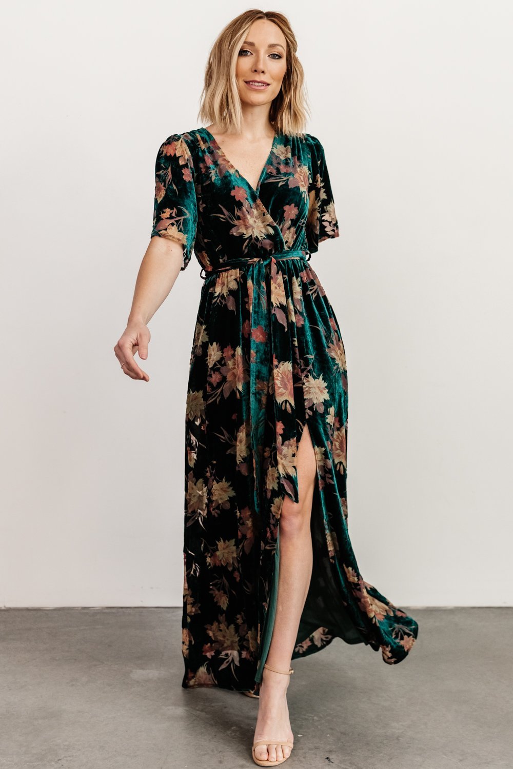 Uma Velvet Maxi Dress | Jade Floral - Baltic Born