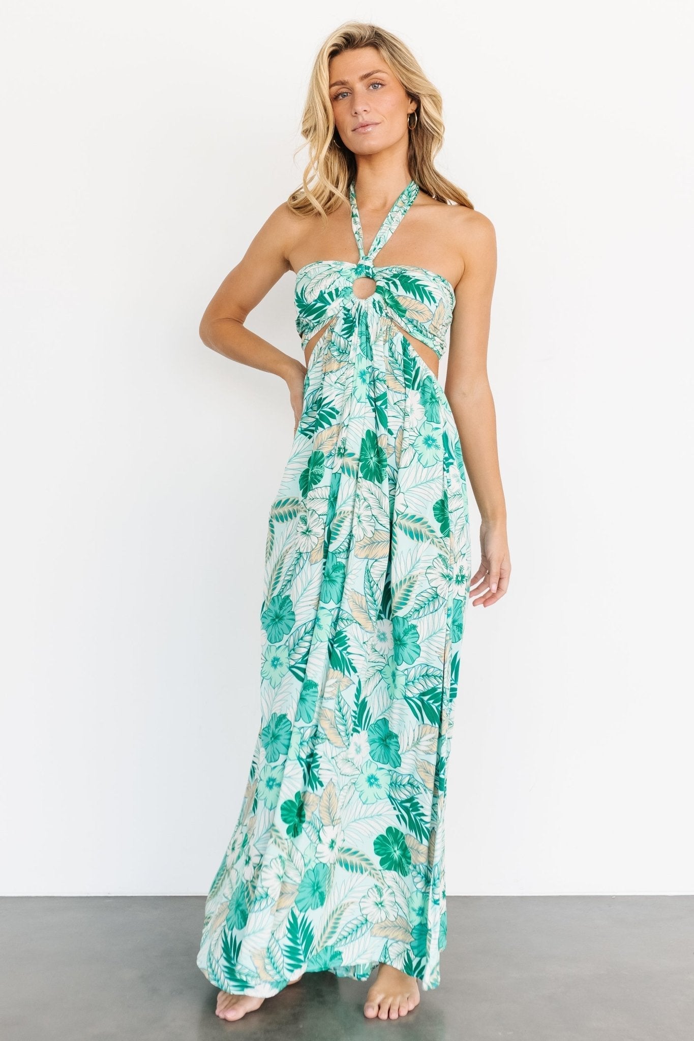 Wylde Cut Out Maxi Dress | Green Multi - Baltic Born
