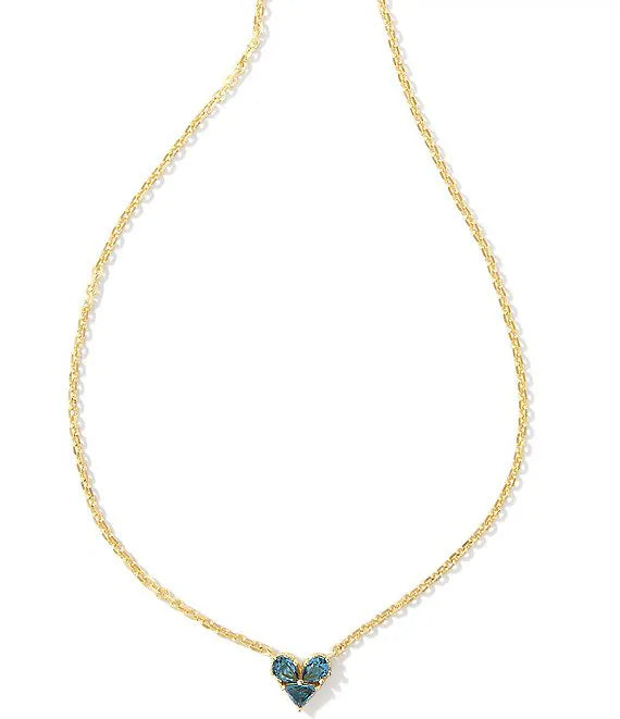 KENDRA SCOTT- Katy Gold Heart Short Pendant in Teal Glass