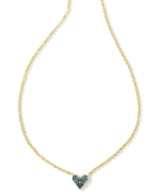 KENDRA SCOTT- Katy Gold Heart Short Pendant in Teal Glass